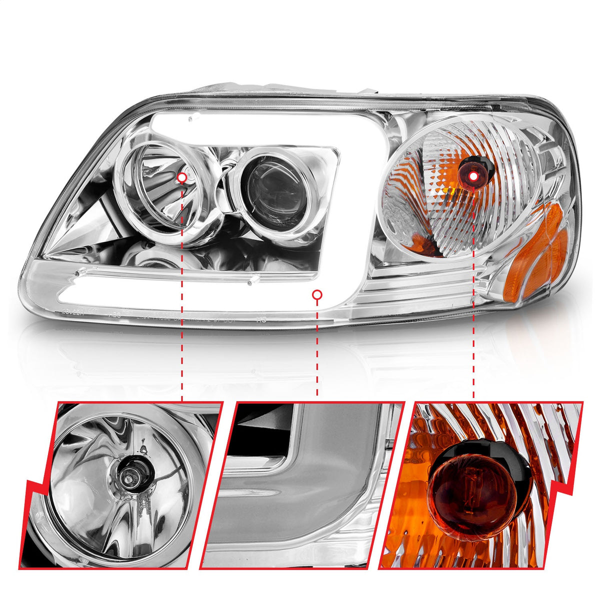 ANZO USA ZUKT_111504 Anzo ZUKT_111504 Lens Chorme Housing w/ Light Bar