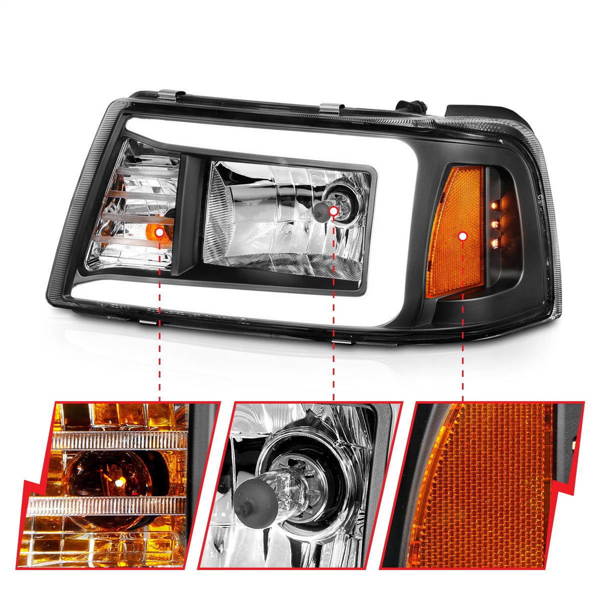 ANZO USA ZUKT_111511 Anzo ZUKT_111511 Black Housing Pair w/ Light Bar