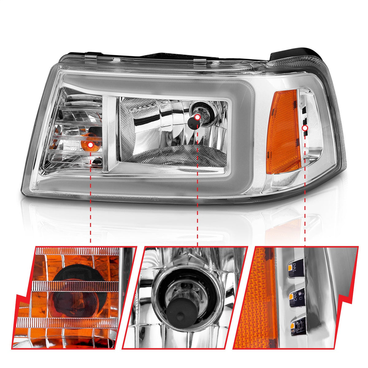 ANZO USA ZUKT_111512 Anzo ZUKT_111512 Chorme Housing Pair w/ Light Bar
