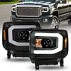 Anzo USA | Projector Headlight Set w/Halo Clear Lens Black Housing w/Light Bar Pair | Fits Sierra 1500 | 111513