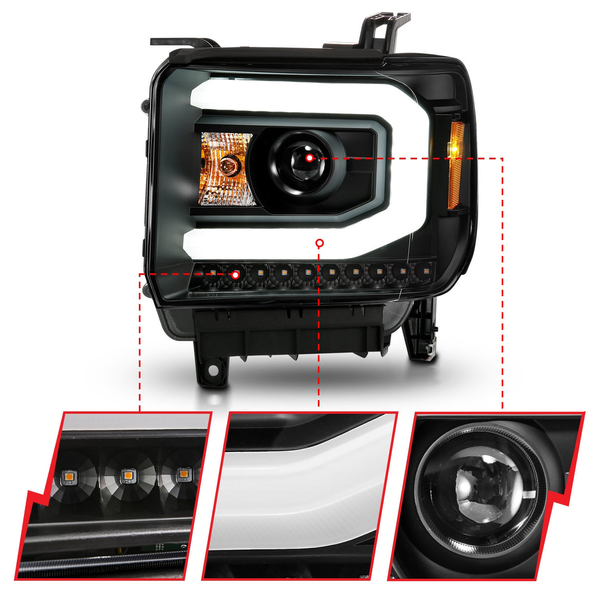 ANZO USA ZUKT_111513 Anzo ZUKT_111513 Lens Black Housing w/ Light Bar