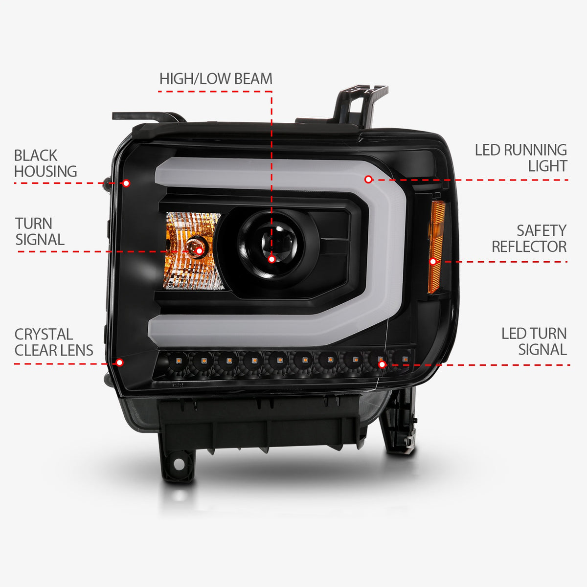 ANZO USA ZUKT_111513 Anzo ZUKT_111513 Lens Black Housing w/ Light Bar