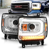 Anzo USA | Projector Headlight Set w/Halo Clear Lens Chorme Housing w/Light Bar Pair | Fits Sierra 1500 | 111514