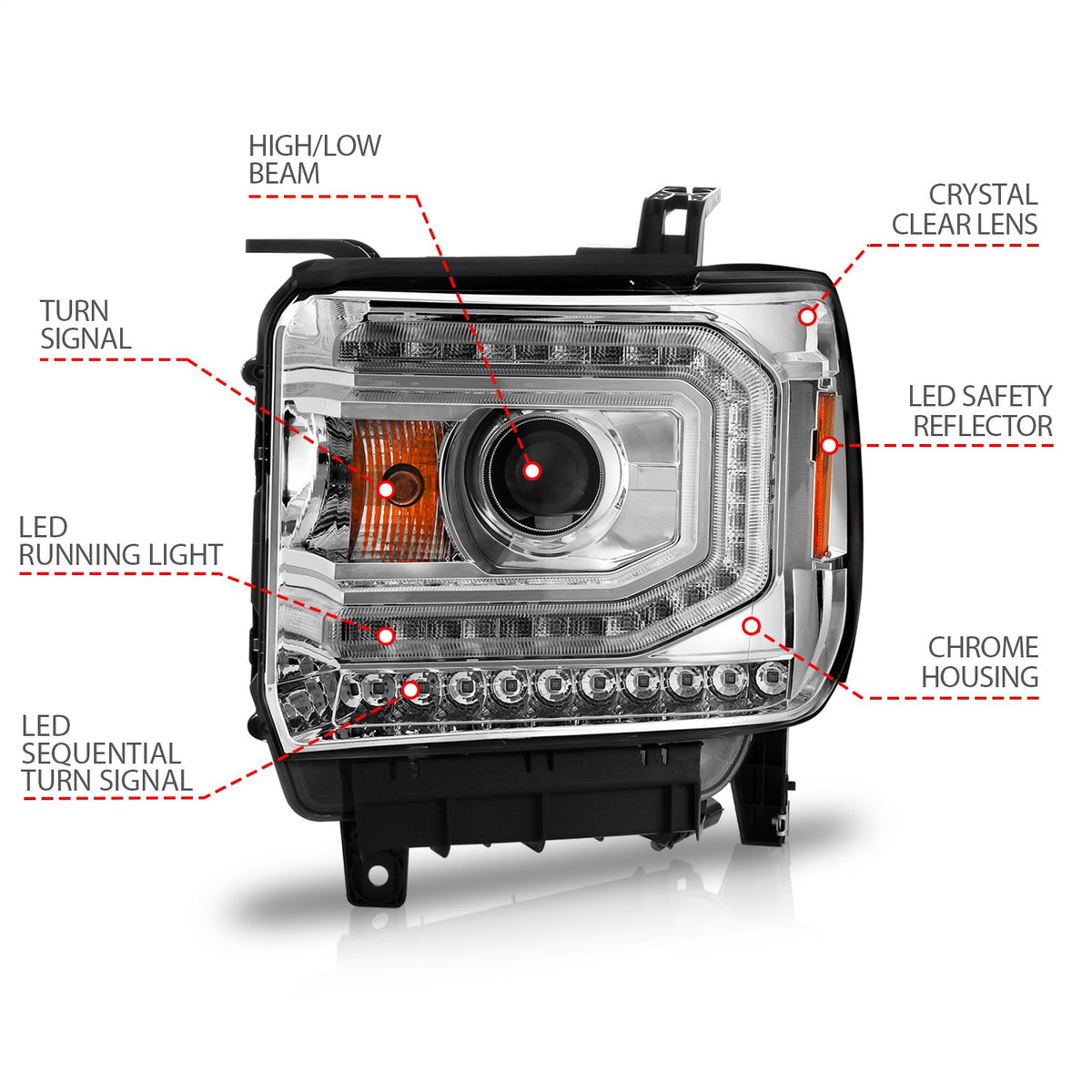 ANZO USA ZUKT_111514 Anzo ZUKT_111514 Lens Chorme Housing w/ Light Bar