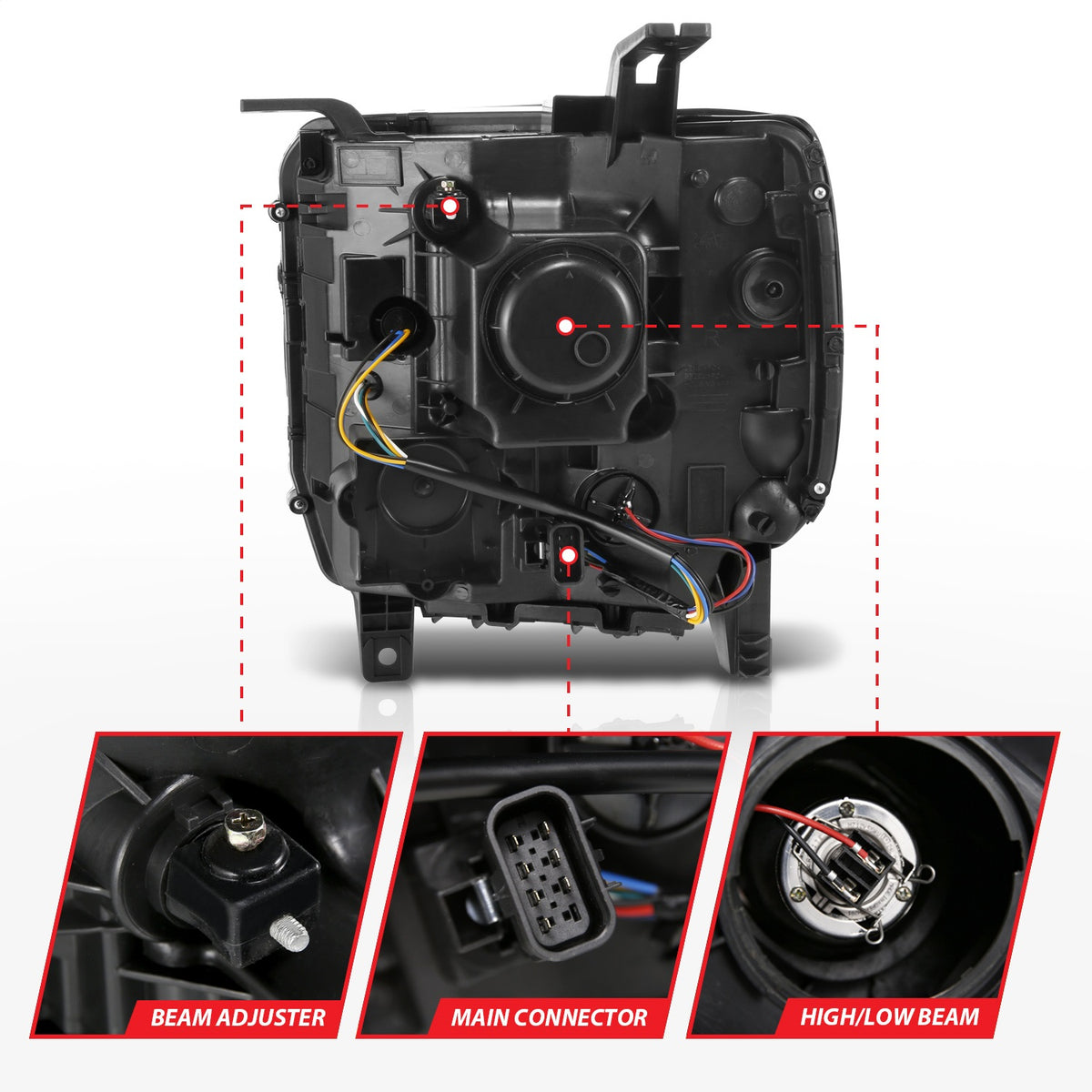 ANZO USA ZUKT_111514 Anzo ZUKT_111514 Lens Chorme Housing w/ Light Bar