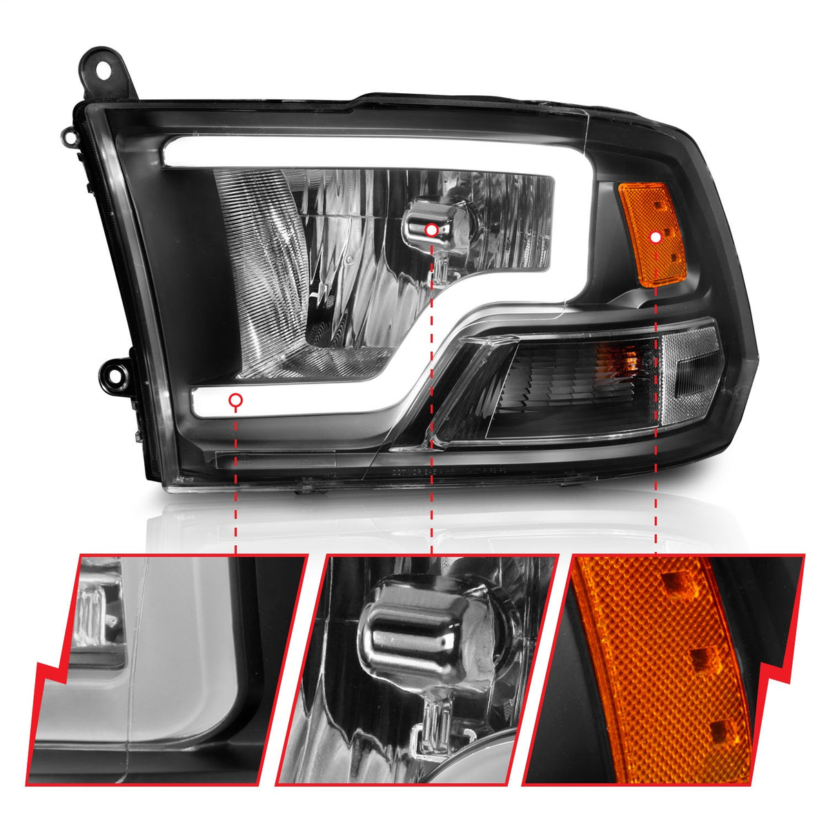 ANZO USA ZUKT_111515 Anzo ZUKT_111515 Black Housing Pair w/ Light for Ram 1500 for 111515