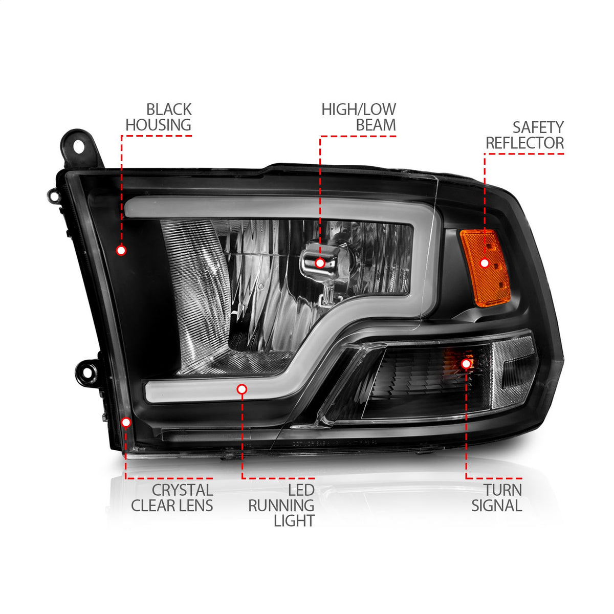 ANZO USA ZUKT_111515 Anzo ZUKT_111515 Black Housing Pair w/ Light for Ram 1500 for 111515