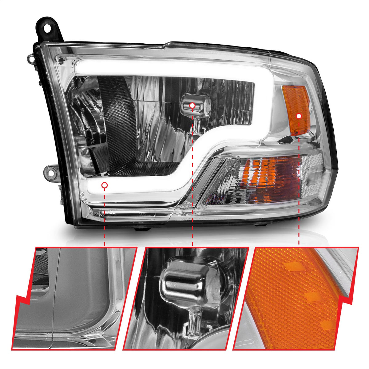 ANZO USA ZUKT_111516 Anzo ZUKT_111516 Chorme Housing Pair w/ Light for Ram 1500 for 111516