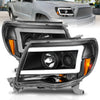 Anzo USA | Projector Headlight Set Clear Lens Black Housing w/Light Bar Pair | Fits Tacoma | 111517