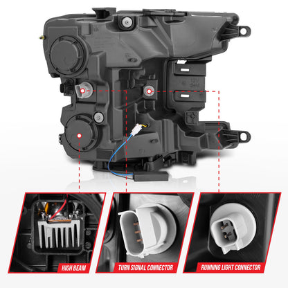 LED Projector Headlight; Chrome Housing; w/Light Bar Sequential Signal; Pair;