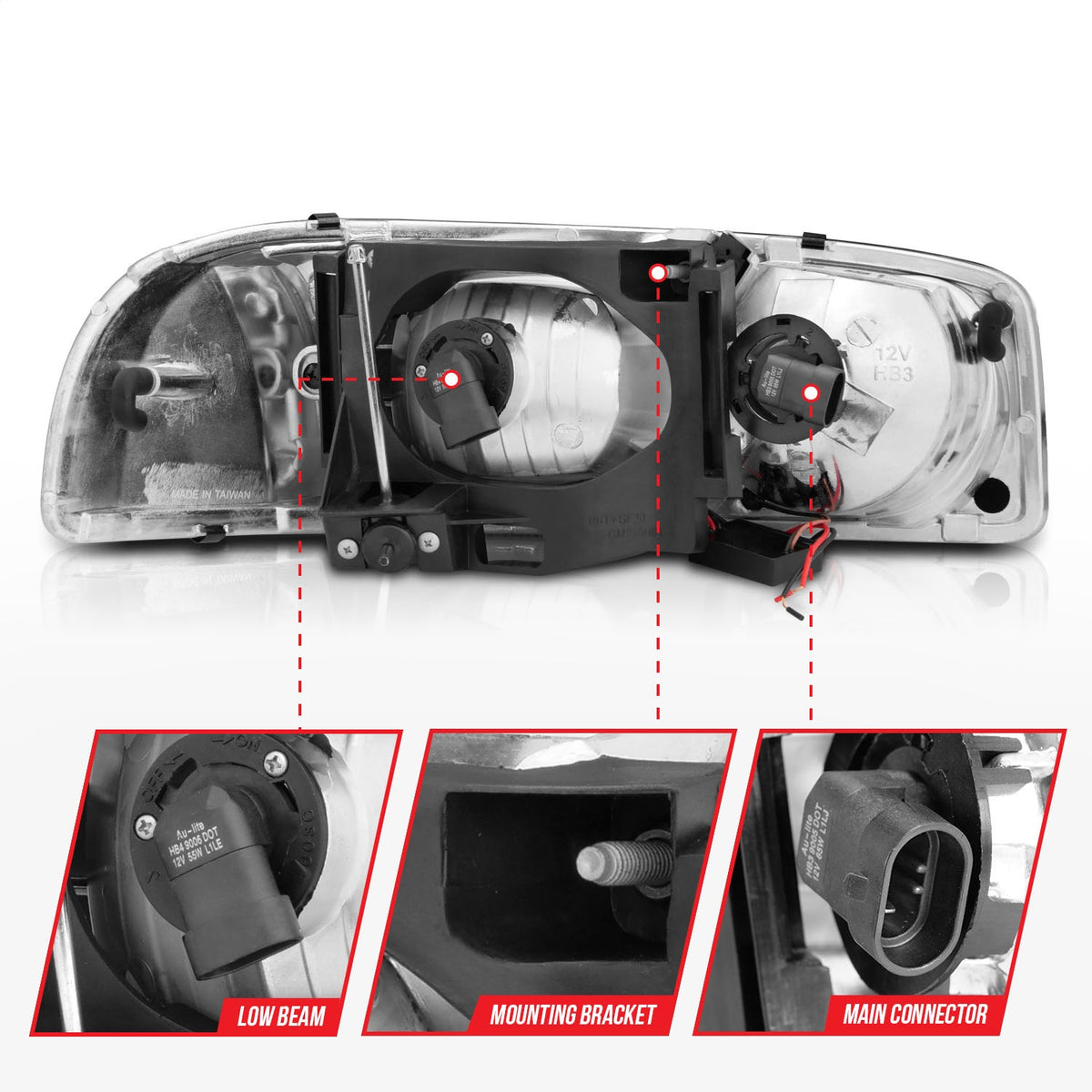 ANZO USA ZUKT_111522 Anzo ZUKT_111522 Set Black Housing w/ Light Bar