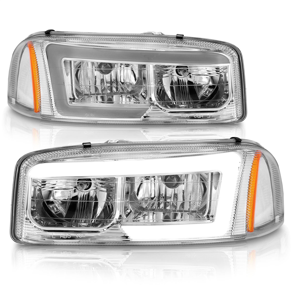 ANZO USA ZUKT_111523 Anzo ZUKT_111523 Set Chrome Housing w/ Light Bar