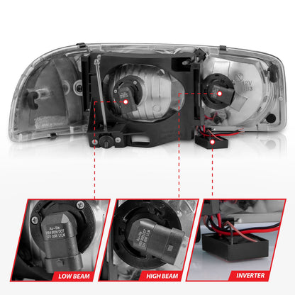 ANZO USA ZUKT_111523 Anzo ZUKT_111523 Set Chrome Housing w/ Light Bar