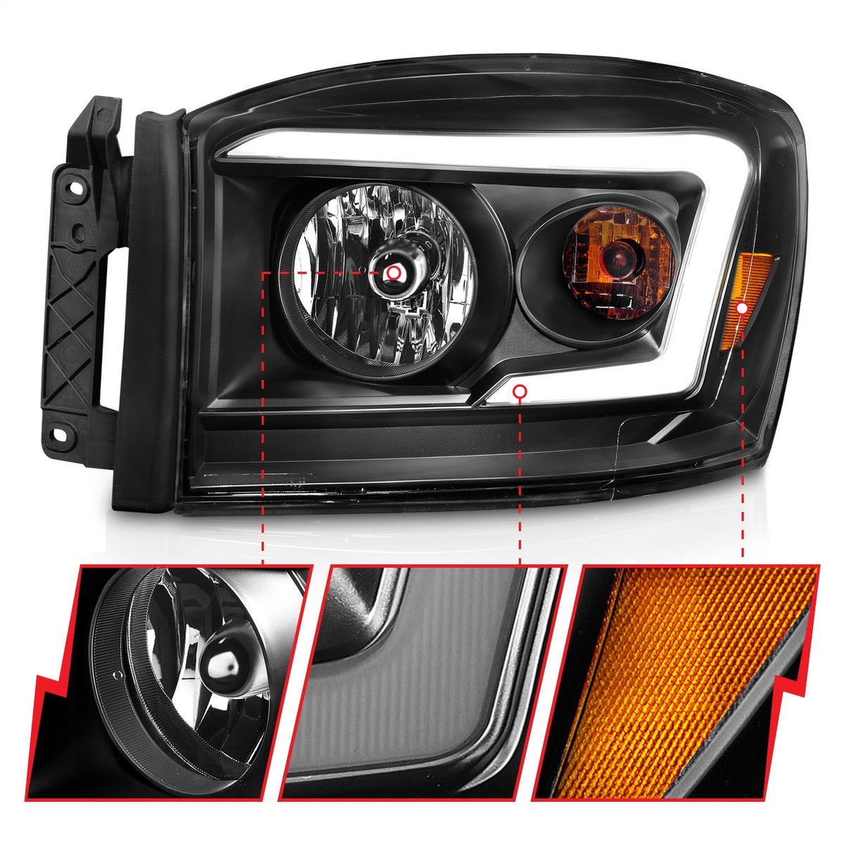 ANZO USA ZUKT_111524 Anzo ZUKT_111524 Lens Black Housing w/ Light for Ram 1500 for 111524