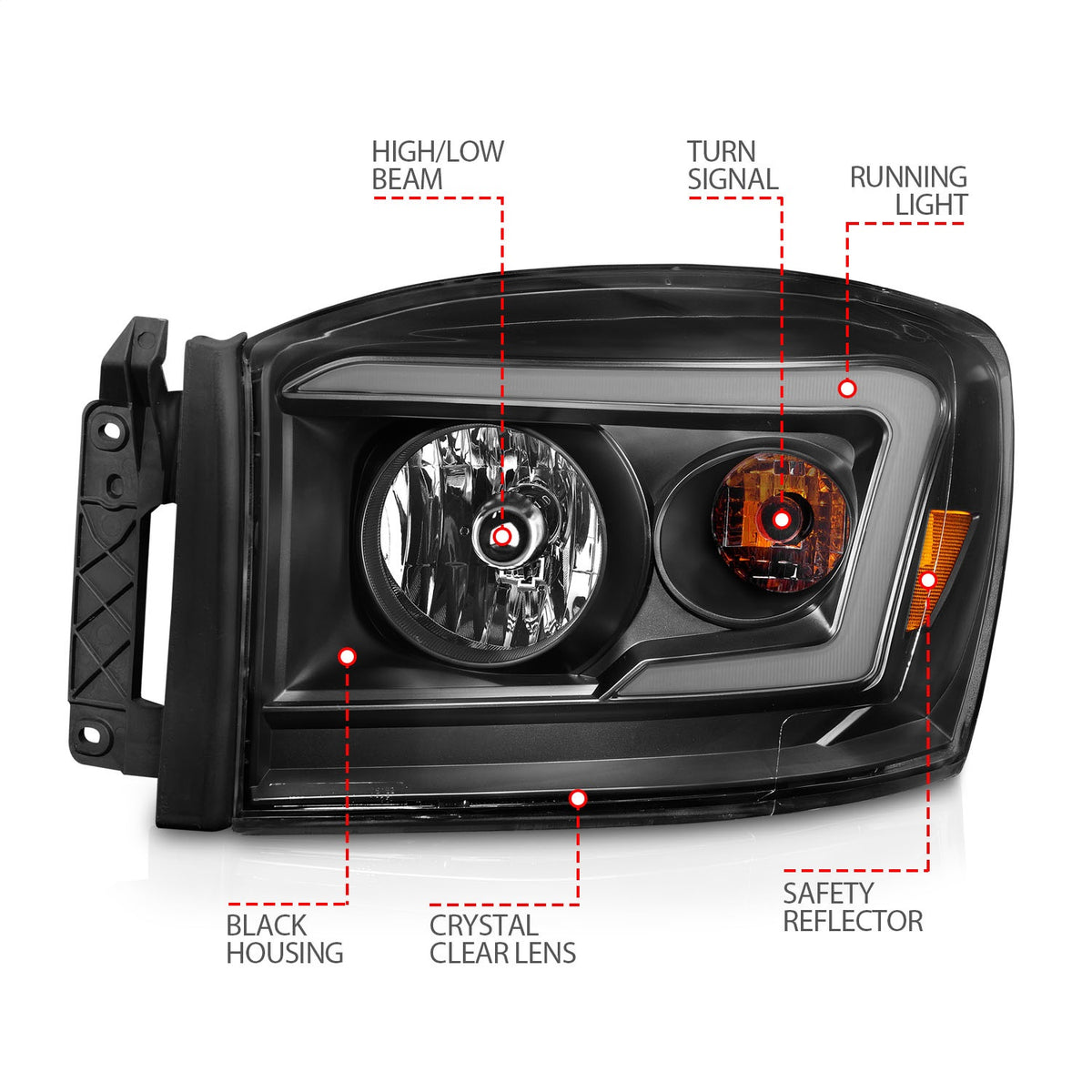 ANZO USA ZUKT_111524 Anzo ZUKT_111524 Lens Black Housing w/ Light for Ram 1500 for 111524