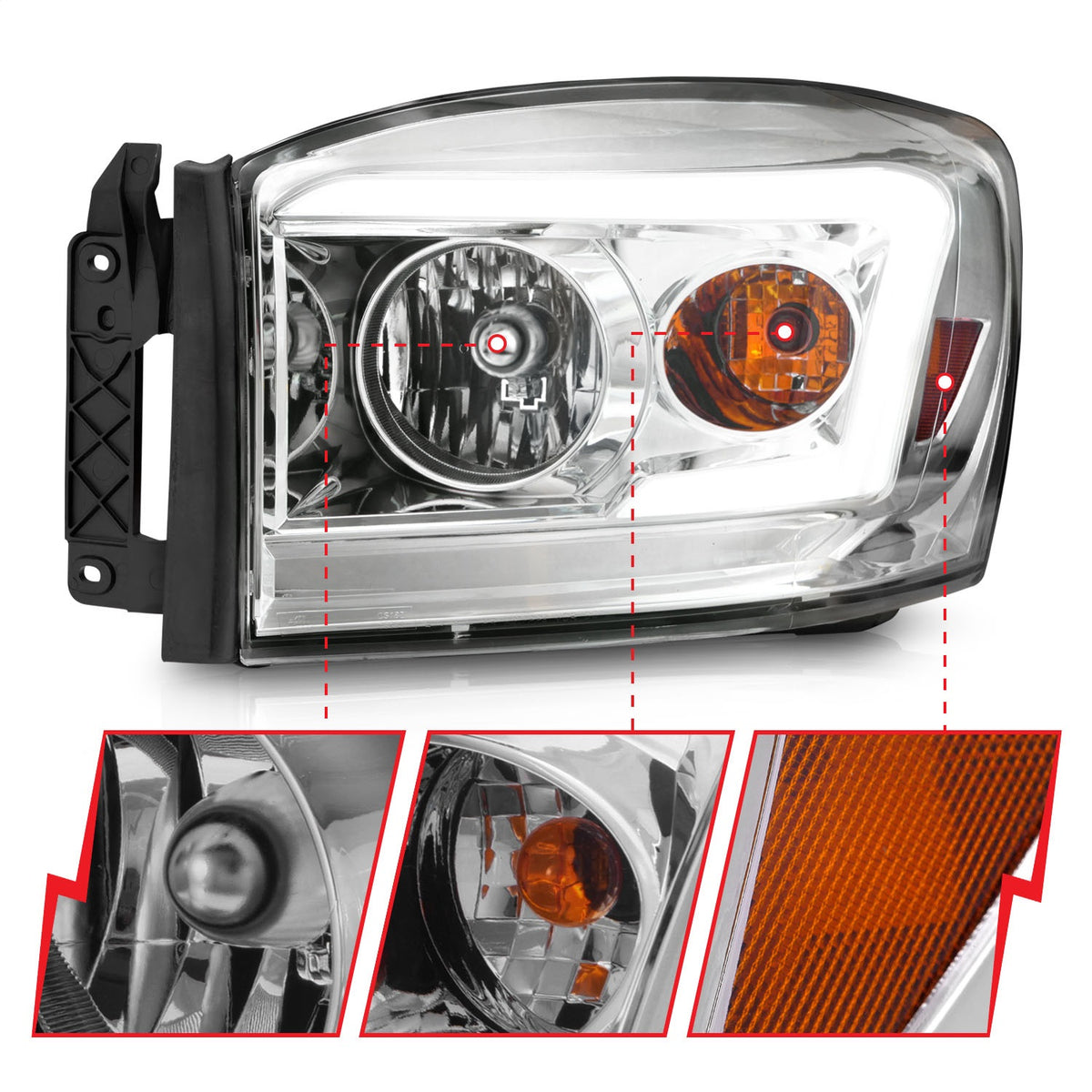 ANZO USA ZUKT_111525 Anzo ZUKT_111525 Lens Chrome Housing w/ Light for Ram 1500 for 111525