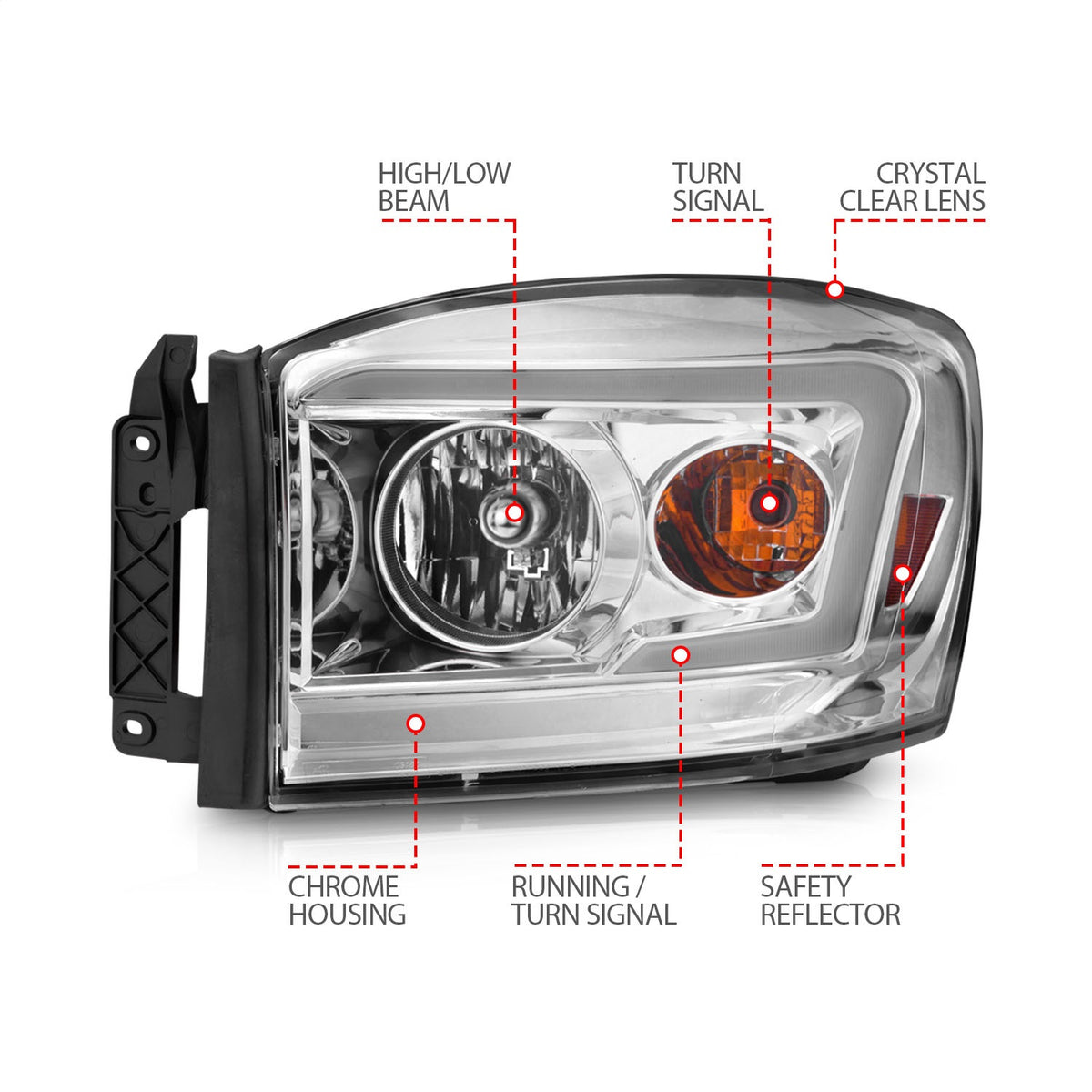 ANZO USA ZUKT_111525 Anzo ZUKT_111525 Lens Chrome Housing w/ Light for Ram 1500 for 111525