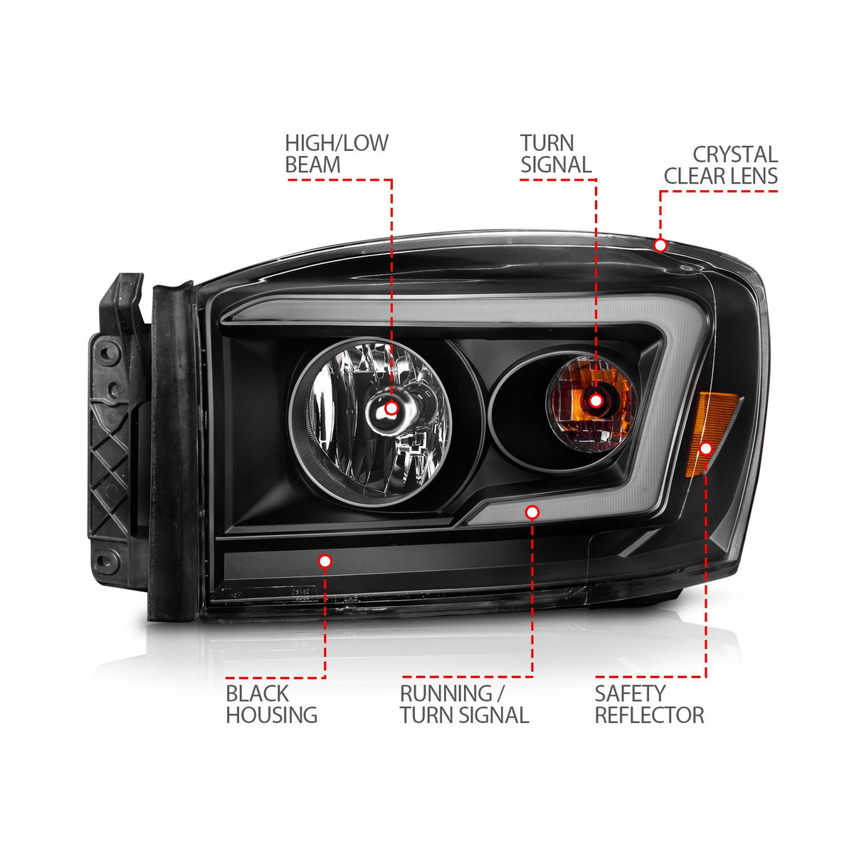 ANZO USA ZUKT_111526 Anzo ZUKT_111526 Lens Black Housing w/ Light for Ram 1500 for 111526