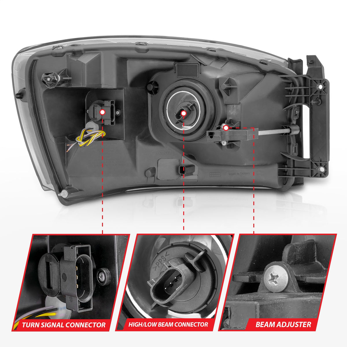 ANZO USA ZUKT_111526 Anzo ZUKT_111526 Lens Black Housing w/ Light for Ram 1500 for 111526
