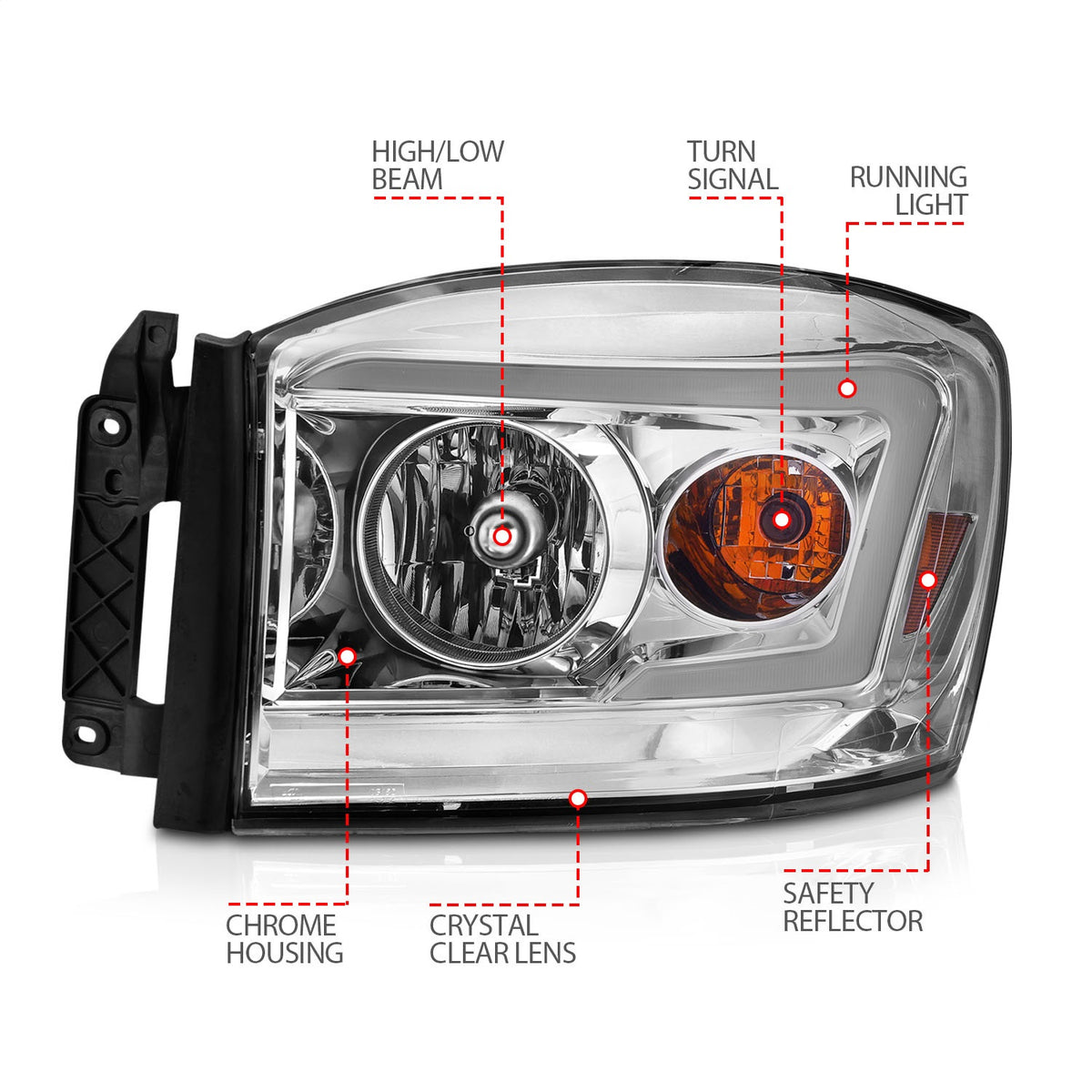 ANZO USA ZUKT_111527 Anzo ZUKT_111527 Lens Chrome Housing w/ Light for Ram 1500 for 111527