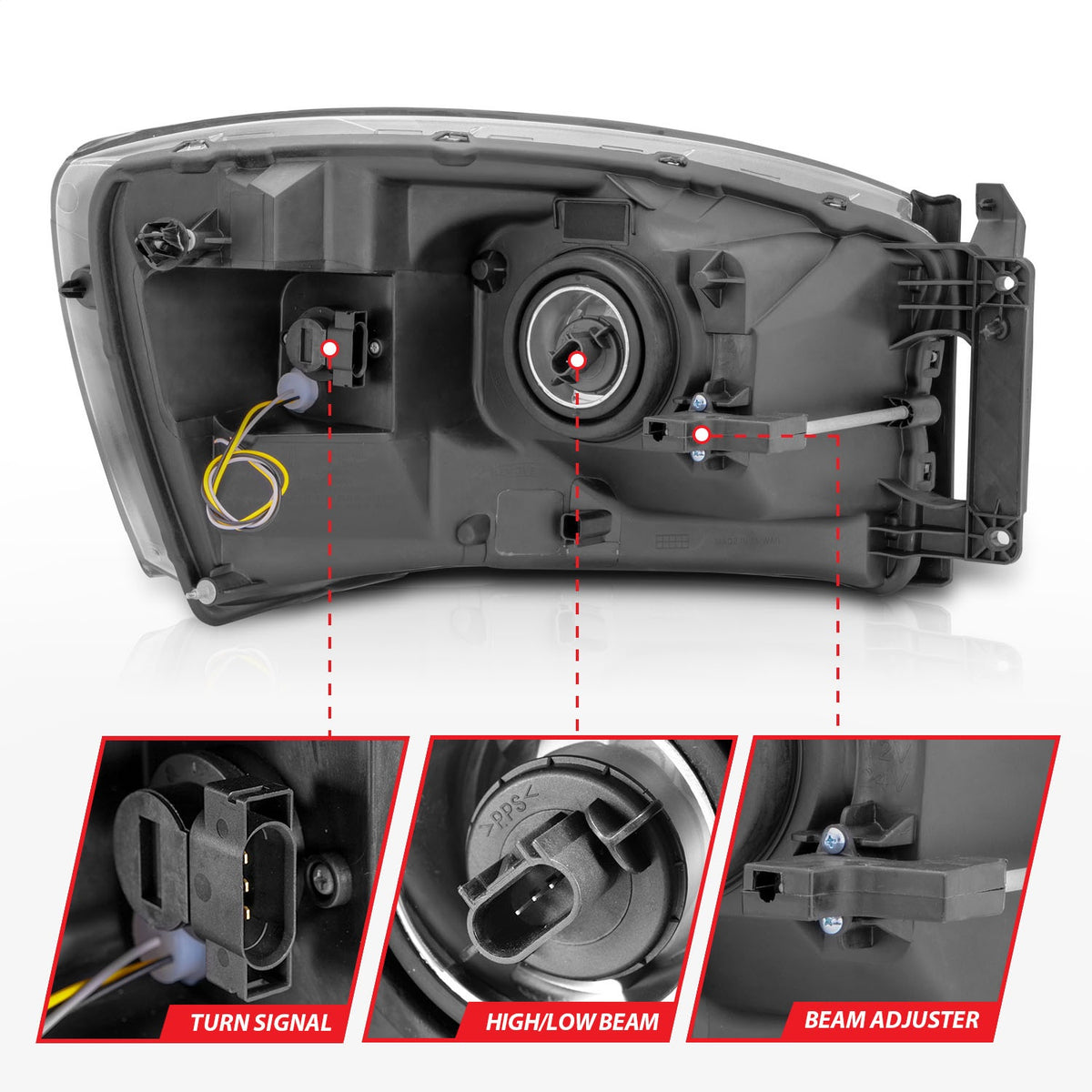 ANZO USA ZUKT_111527 Anzo ZUKT_111527 Lens Chrome Housing w/ Light for Ram 1500 for 111527