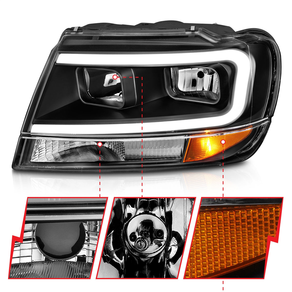 ANZO USA ZUKT_111537 Anzo ZUKT_111537 Black Housing Pair w/ Light Bar