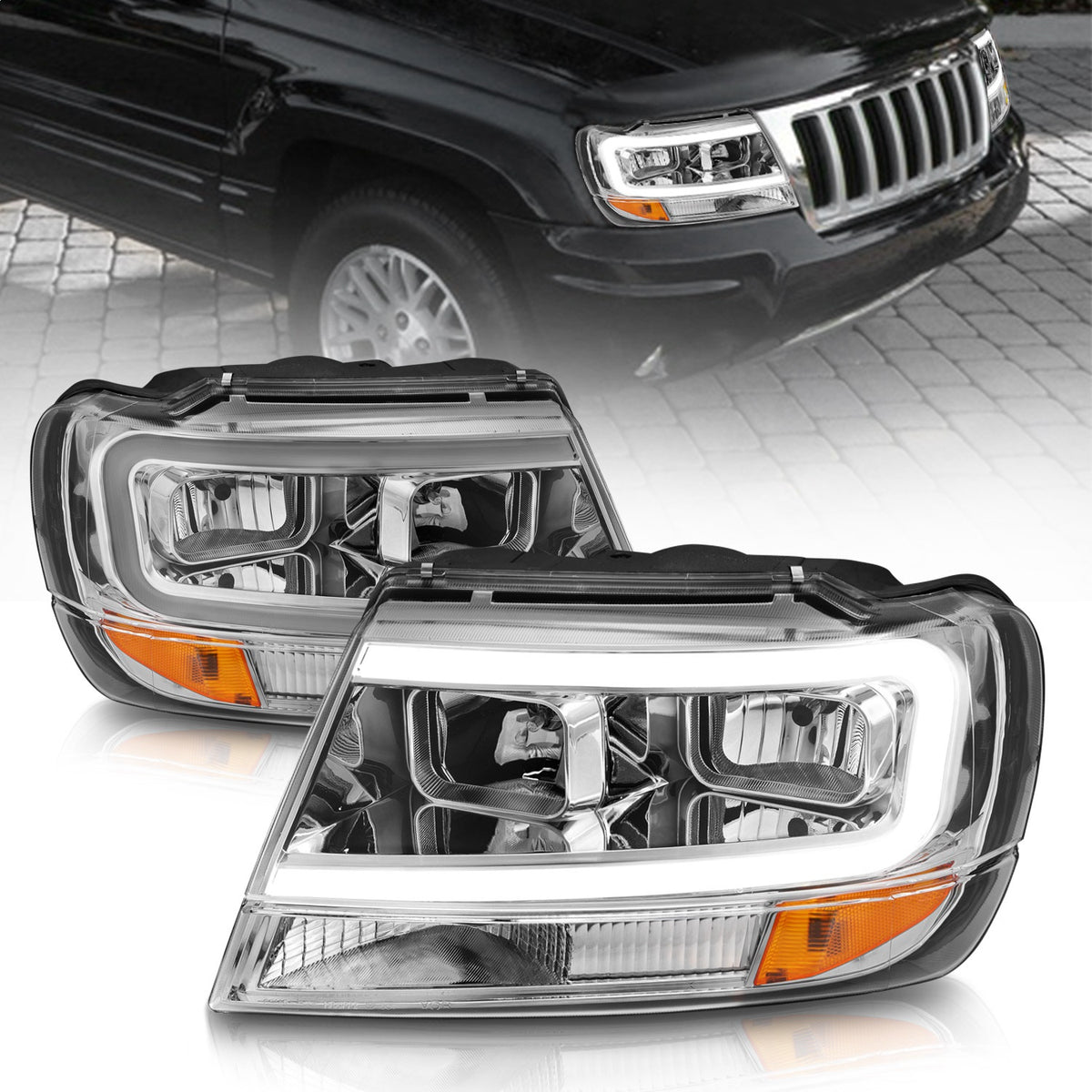 ANZO USA ZUKT_111538 Anzo ZUKT_111538 Chrome Housing Pair w/ Light Bar
