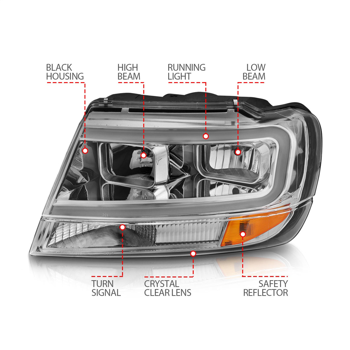 ANZO USA ZUKT_111538 Anzo ZUKT_111538 Chrome Housing Pair w/ Light Bar