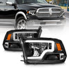 Anzo USA | LED Projector Headlight LED Square Black Housing w/Light Bar Pair | Fits Ram 1500 | 111539