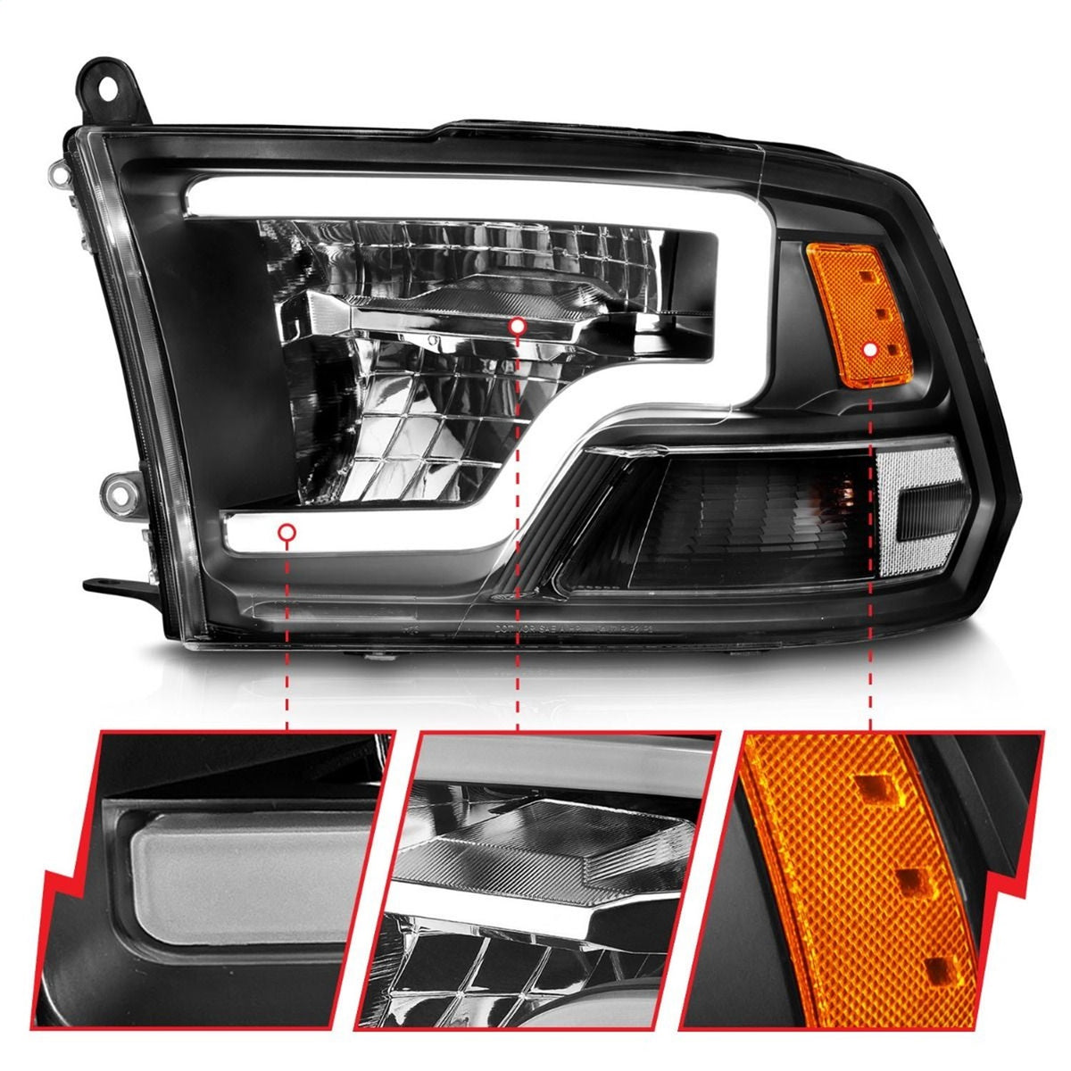 ANZO USA ZUKT_111539 Anzo ZUKT_111539 Square Black Housing w for Ram 1500 for 111539