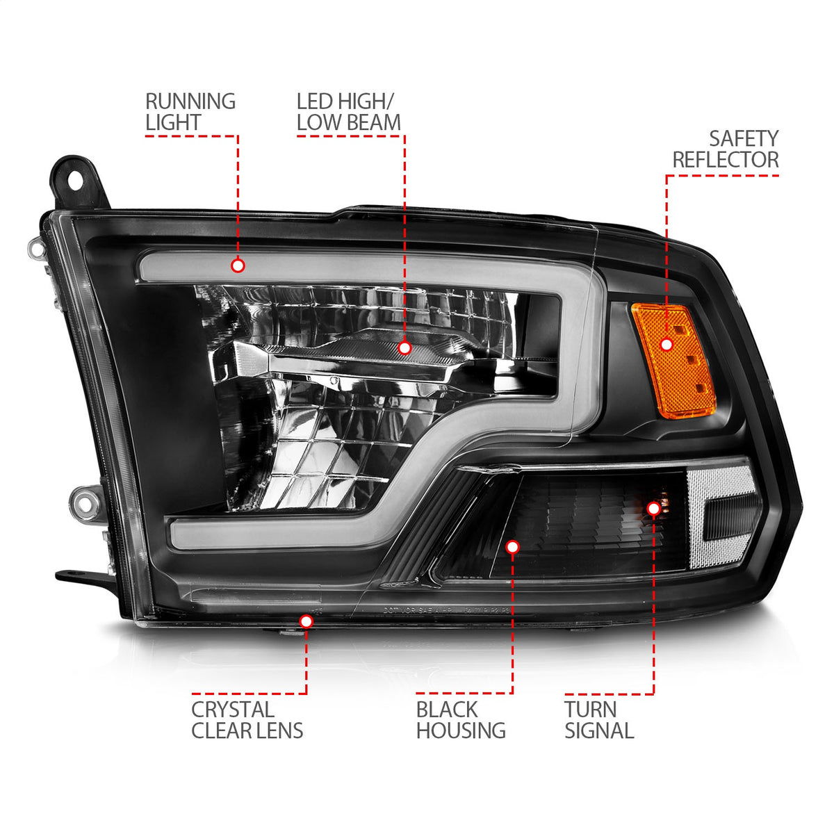 ANZO USA ZUKT_111539 Anzo ZUKT_111539 Square Black Housing w for Ram 1500 for 111539