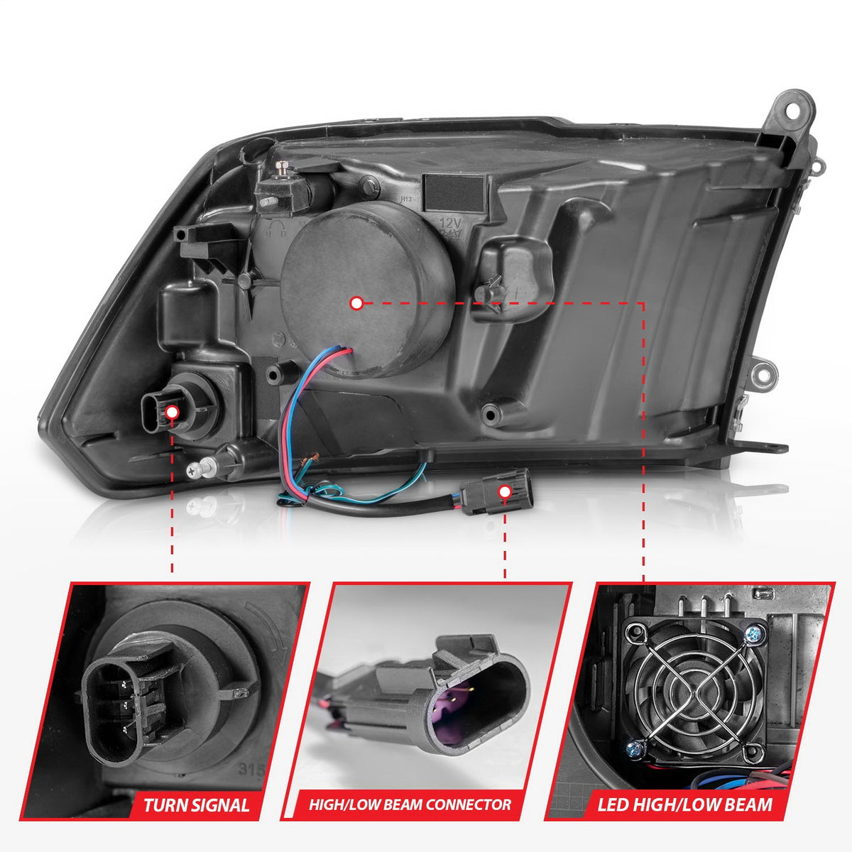 ANZO USA ZUKT_111539 Anzo ZUKT_111539 Square Black Housing w for Ram 1500 for 111539