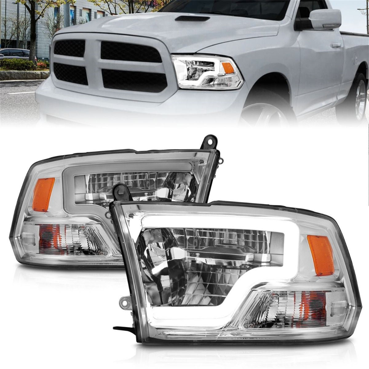 ANZO USA ZUKT_111540 Anzo ZUKT_111540 Square Chrome Housing w for Ram 1500 for 111540