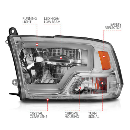 ANZO USA ZUKT_111540 Anzo ZUKT_111540 Square Chrome Housing w for Ram 1500 for 111540