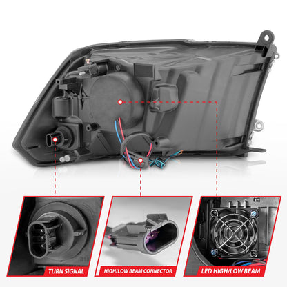 ANZO USA ZUKT_111540 Anzo ZUKT_111540 Square Chrome Housing w for Ram 1500 for 111540