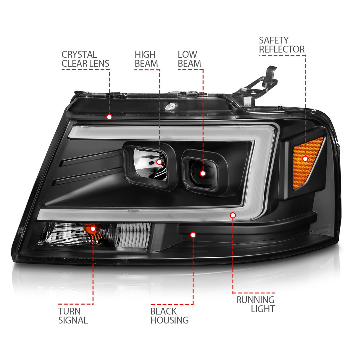 ANZO USA ZUKT_111541 Anzo ZUKT_111541 Lens Black Housing w/ Light Bar