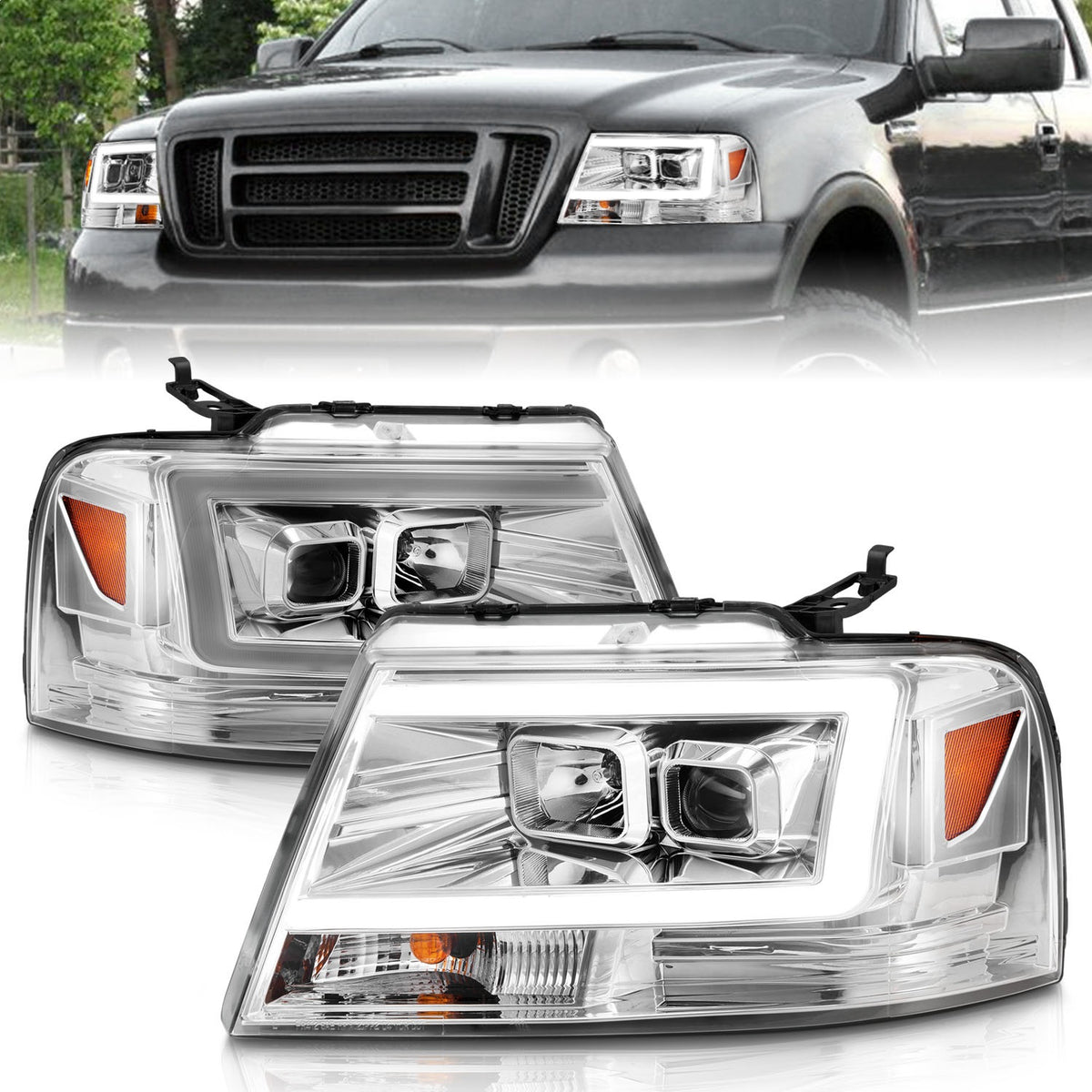 ANZO USA ZUKT_111542 Anzo ZUKT_111542 Lens Chrome Housing w/ Light Bar