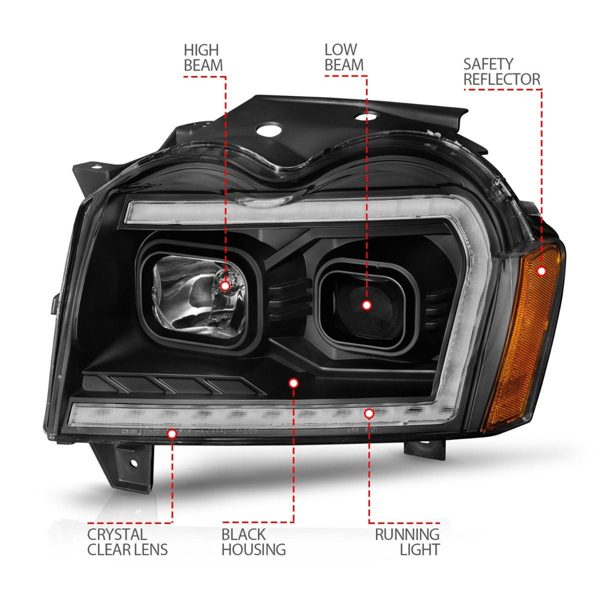 ANZO USA ZUKT_111543 Anzo ZUKT_111543 Set Black Housing w/ Light Bar