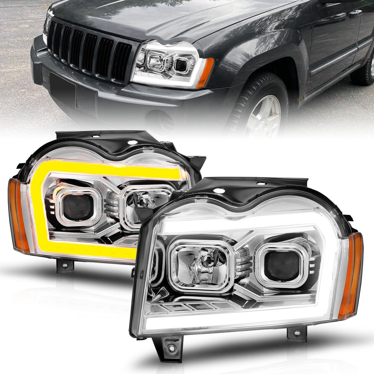ANZO USA ZUKT_111544 Anzo ZUKT_111544 Set Chrome Housing w/ Light Bar