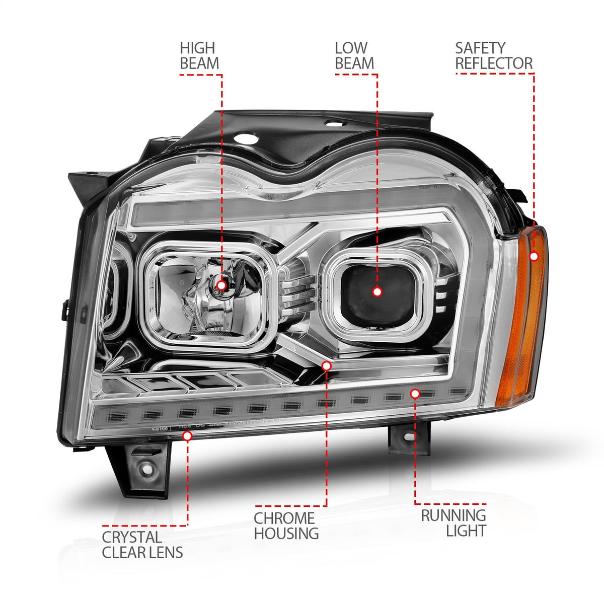 ANZO USA ZUKT_111544 Anzo ZUKT_111544 Set Chrome Housing w/ Light Bar