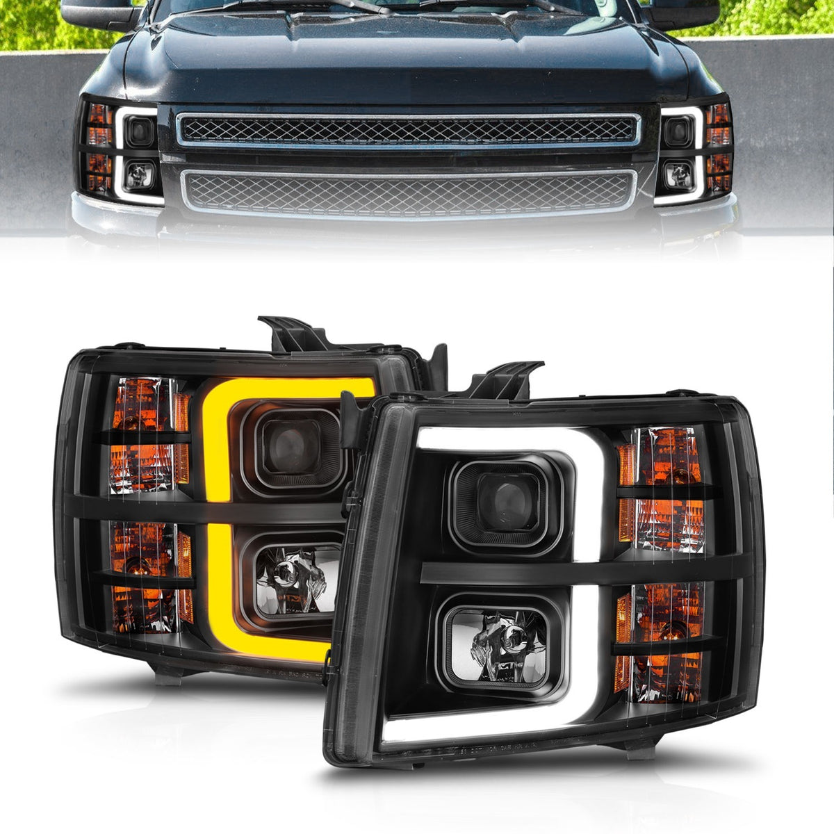 ANZO USA ZUKT_111545 Anzo ZUKT_111545 Set Black Housing w/ Light Bar