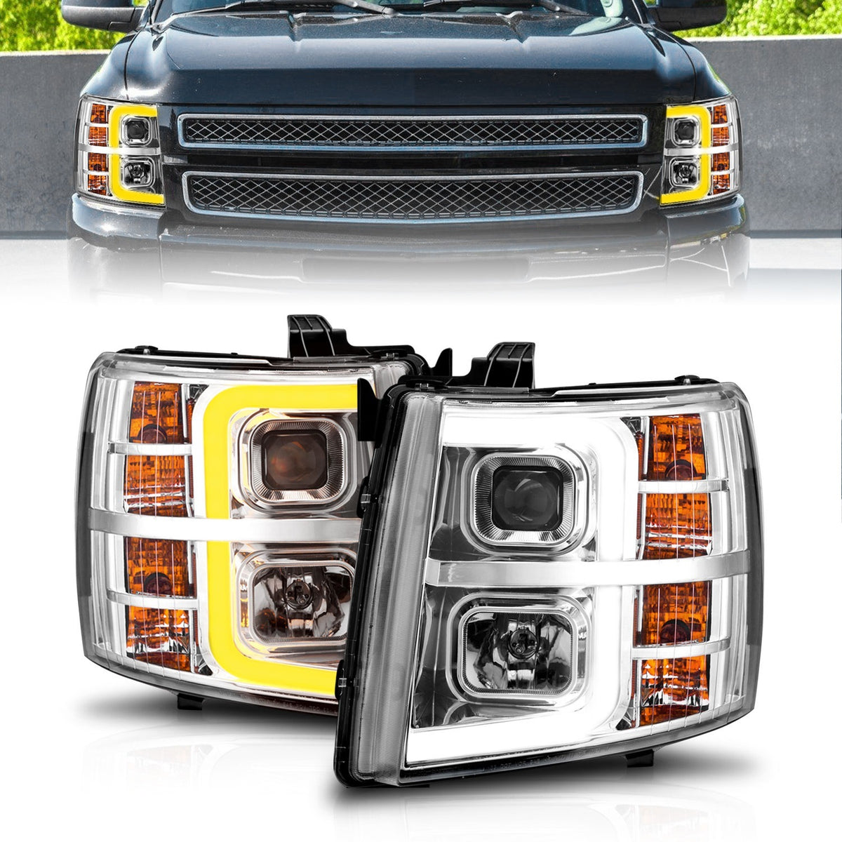 ANZO USA ZUKT_111546 Anzo ZUKT_111546 Set Chrome Housing w/ Light Bar