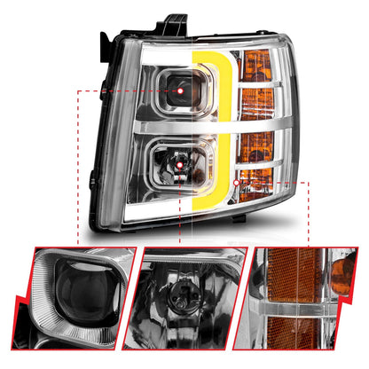 ANZO USA ZUKT_111546 Anzo ZUKT_111546 Set Chrome Housing w/ Light Bar
