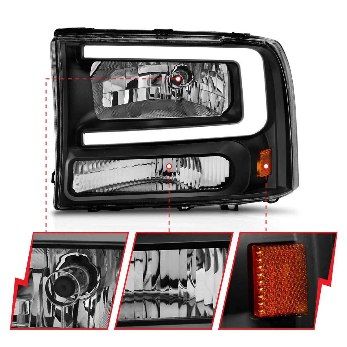 ANZO USA ZUKT_111549 Anzo ZUKT_111549 Black Housing Pair w/ Light Bar