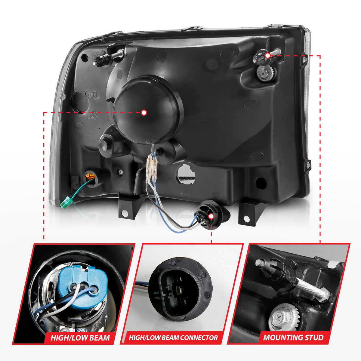 ANZO USA ZUKT_111549 Anzo ZUKT_111549 Black Housing Pair w/ Light Bar