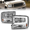 Anzo USA | Crystal Headlight Set Chorme Housing Pair w/Light Bar | Fits F-250 | 111550