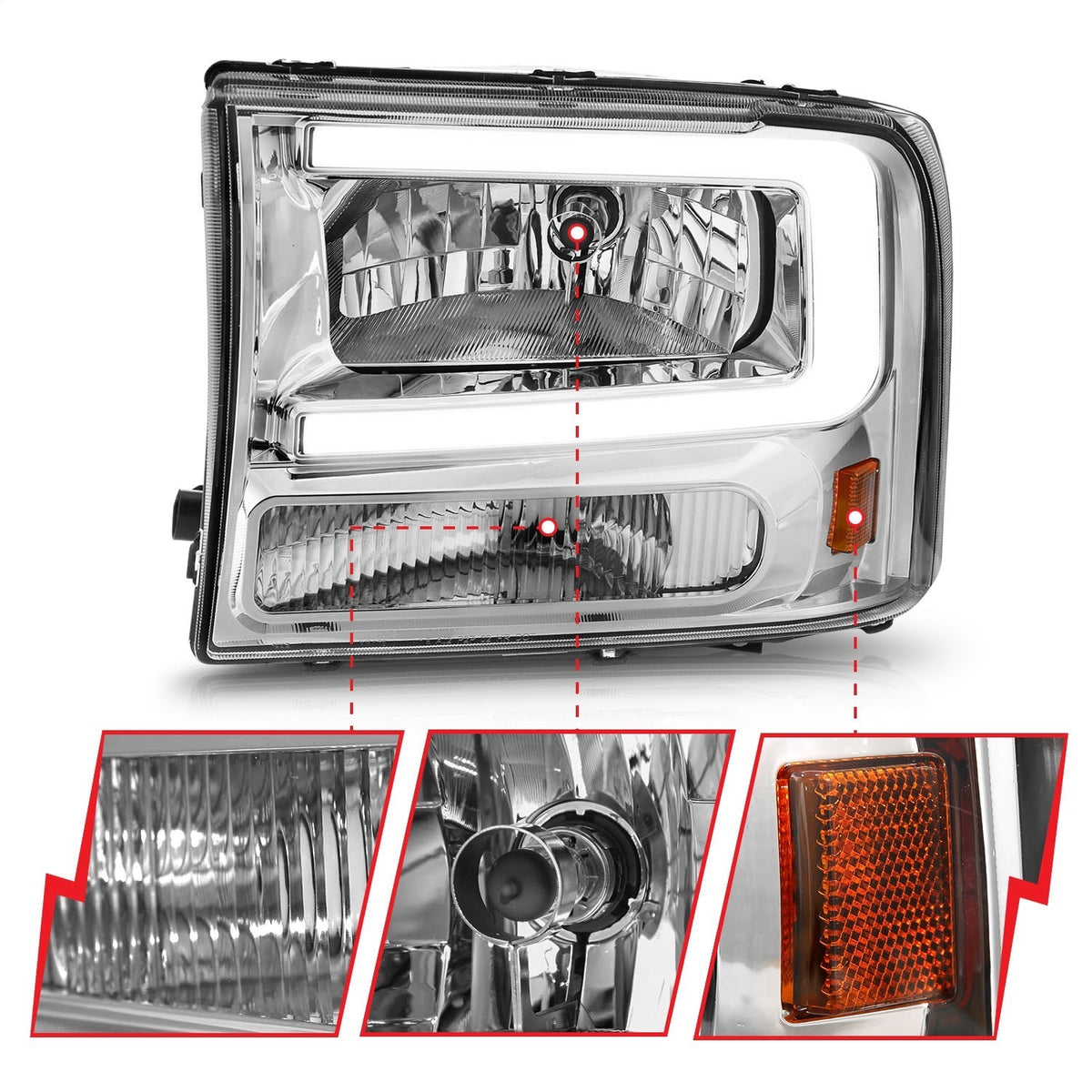ANZO USA ZUKT_111550 Anzo ZUKT_111550 Chorme Housing Pair w/ Light Bar