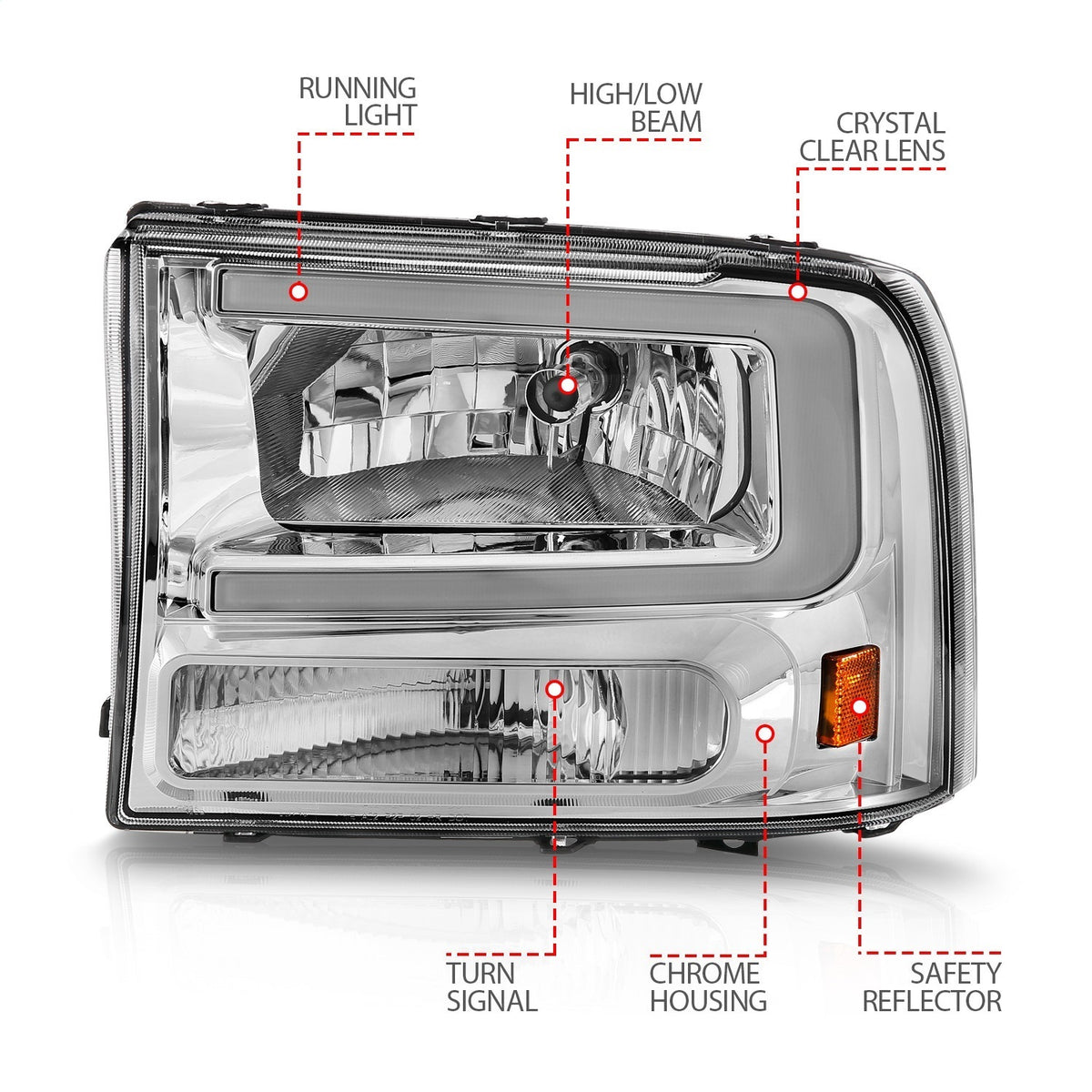 ANZO USA ZUKT_111550 Anzo ZUKT_111550 Chorme Housing Pair w/ Light Bar