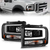 Anzo USA | Projector Headlight Set Black Housing w/Light Bar | Fits F-250 Super Duty | 111551