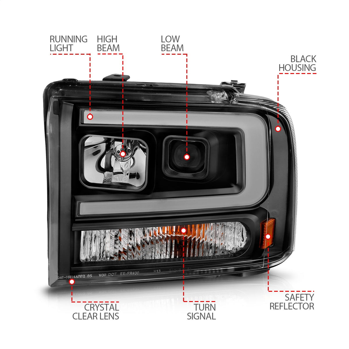 ANZO USA ZUKT_111551 Anzo ZUKT_111551 Set Black Housing w/ Light Bar